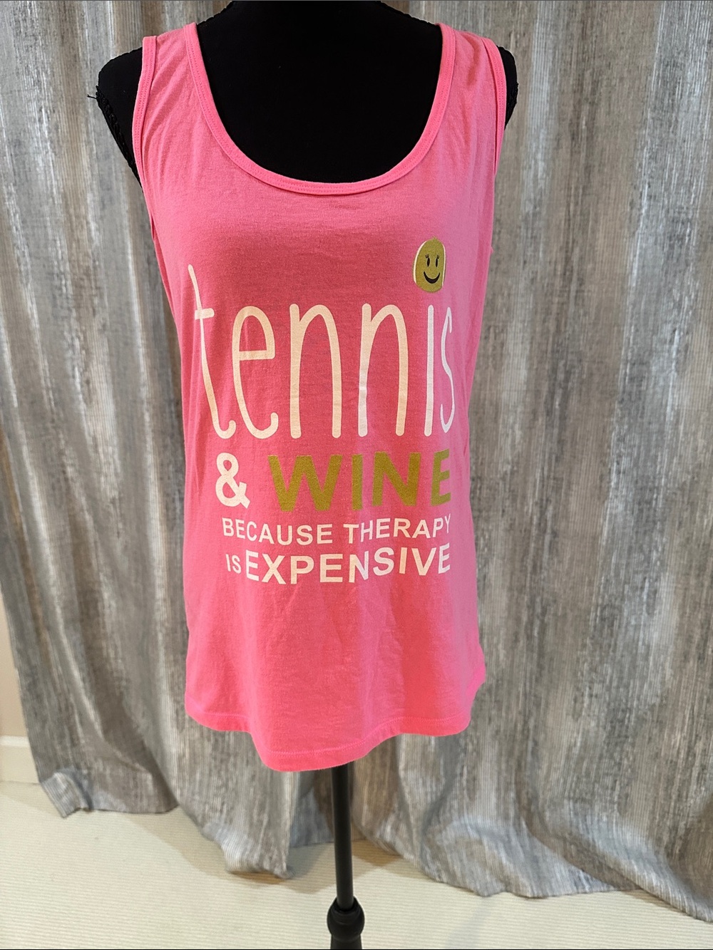 District Pink Graphic Tank with White & Lime Print - size large